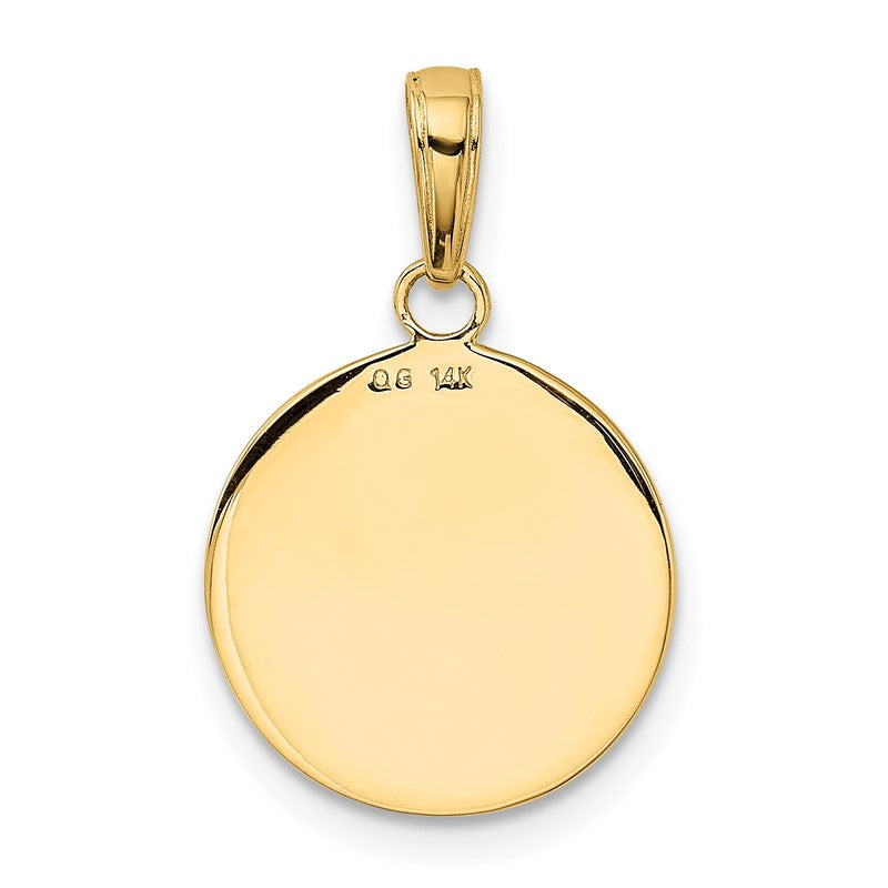 14K Polished Solid Saint Francis Medal Round Pendant K5664