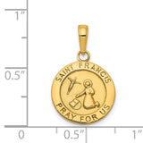 14K Polished Solid Saint Francis Medal Round Pendant K5664