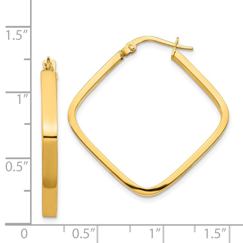 14K 2x30mm Square Tube Hoop Earrings TF1671