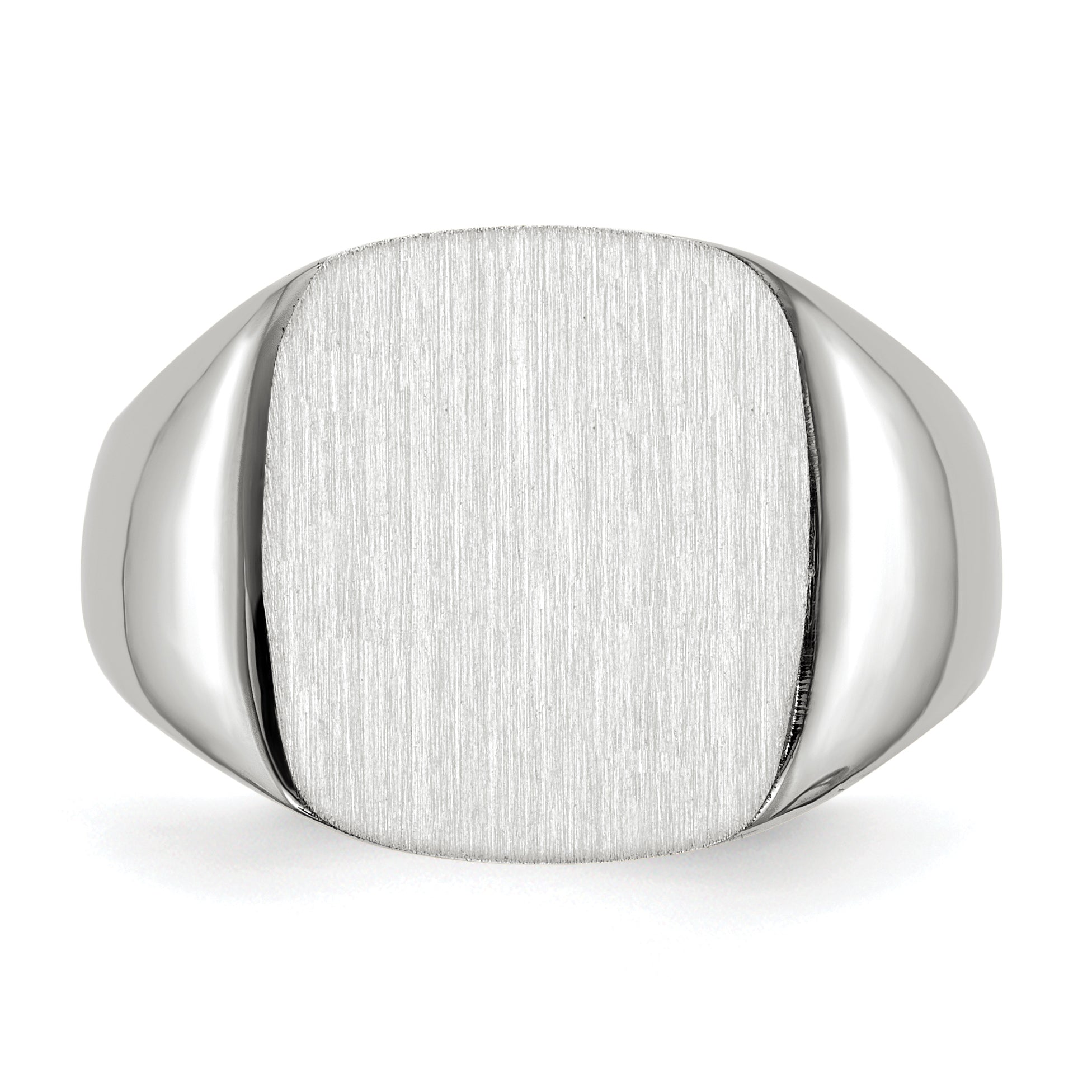 14k White Gold  13.5mm x14.5mm Open Back Men's Signet Ring RS608