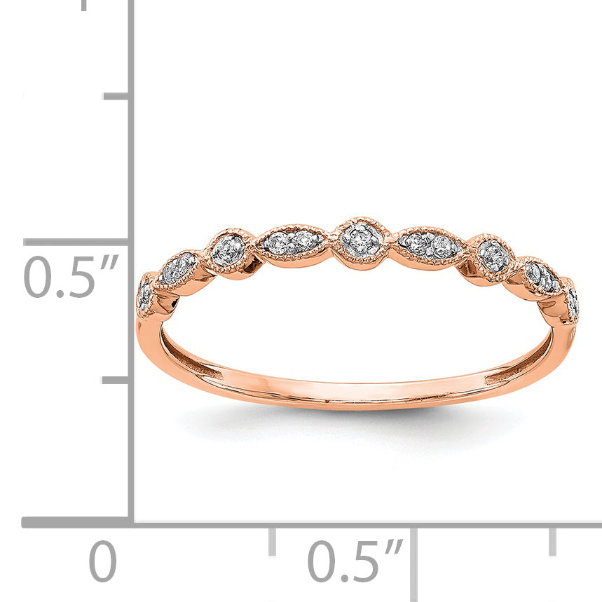 14k Rose Gold 2mm 1/20 carat Diamond Fancy Band RM5625