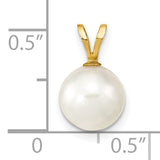 14k 8-9mm White Round Akoya Saltwater Cultured Pearl Pendant XF489