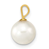 14k 8-9mm White Round Akoya Saltwater Cultured Pearl Pendant XF489