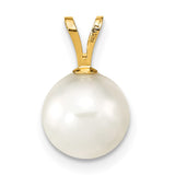 14k 8-9mm White Round Akoya Saltwater Cultured Pearl Pendant XF489