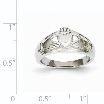 14k White Gold Ladies Claddagh Ring D1851