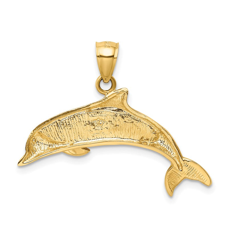 14K Lab Created Opal Dolphin Pendant K3008