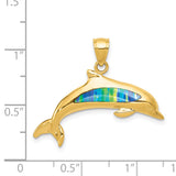14K Lab Created Opal Dolphin Pendant K3008
