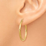 14k 2x25mm Satin Diamond-cut Round Tube Hoop Earrings TC209