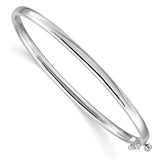 14k White Gold 3.6mm Polished Solid Hinged Oval Bangle Bracelet XB254