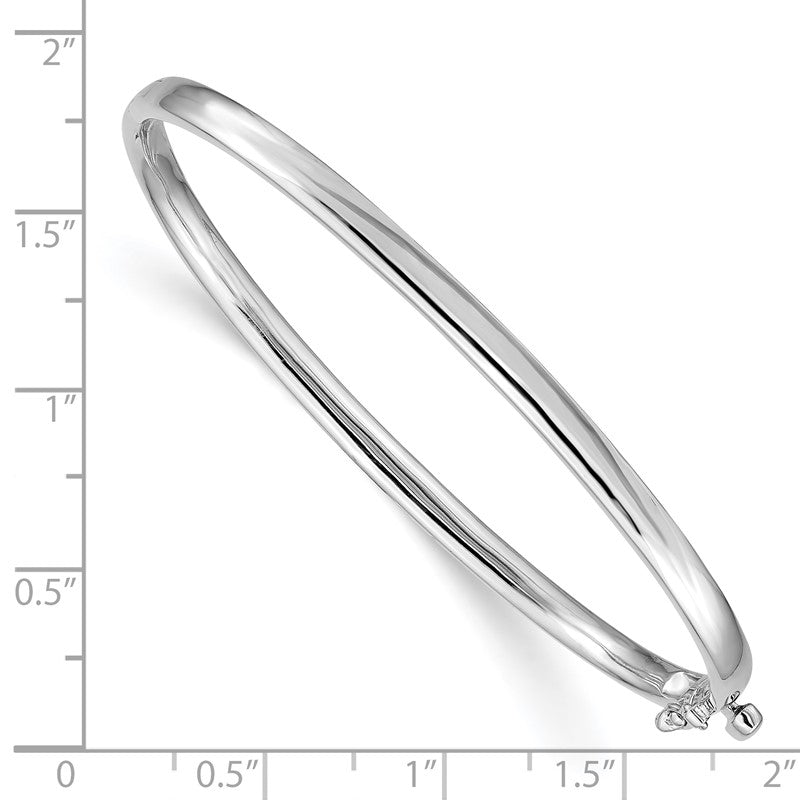 14k White Gold 3.6mm Polished Solid Hinged Oval Bangle Bracelet XB254