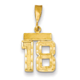 14k Small Brushed Diamond-cut Number 18 Charm SN18