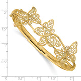 14K Polished Filigree Butterflies Hinged Oval Bangle Bracelet DB557