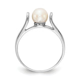 14k White Gold 6mm White Freshwater Cultured Pearl Filigree Ring Y1846PL