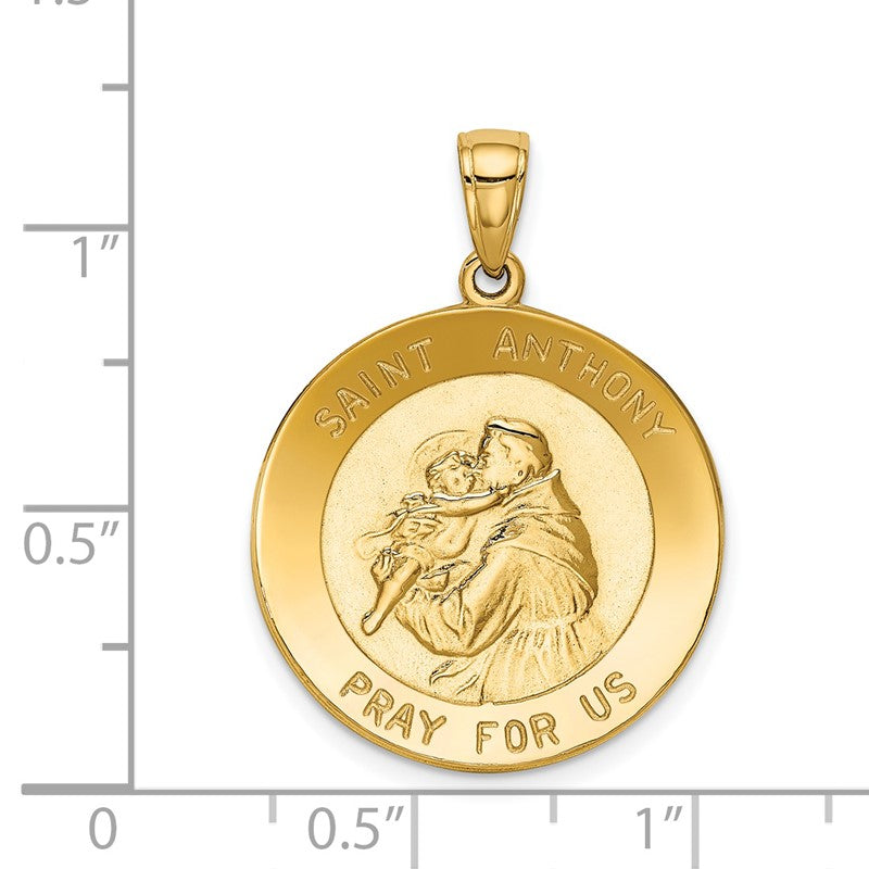 14k Polished Solid Saint Anthony Large Round Medal Pendant K5657