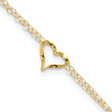 14k Double Strand Chain and Twisted Heart 9 inch Plus 1 inch Extender - Total 10 inch Anklet ANK173