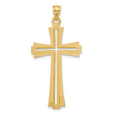 14K Diamond Cut and Satin Cross Pendant C172