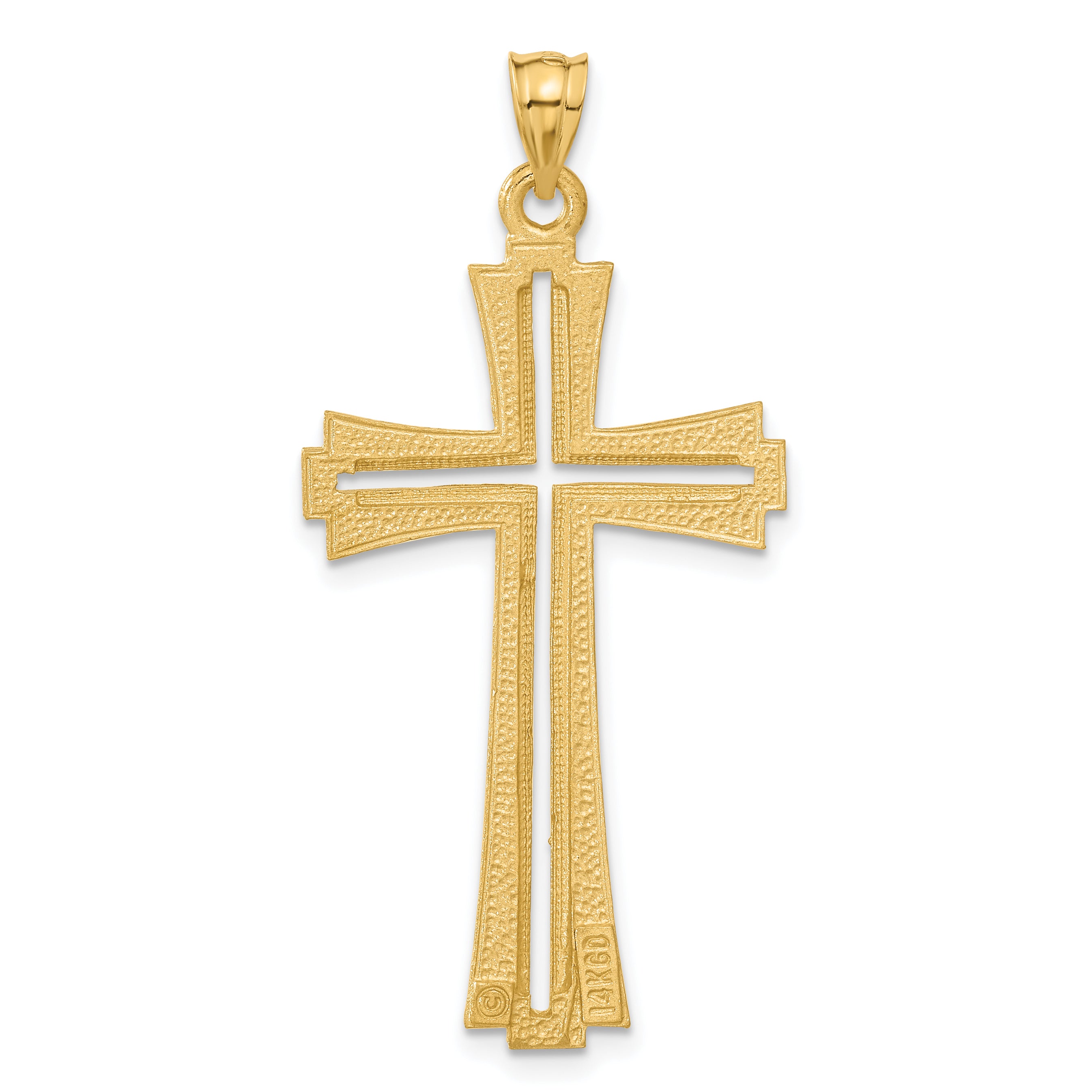 14K Diamond Cut and Satin Cross Pendant C172