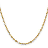 14K 26 inch 3mm Diamond-cut Round Open Link Cable with Lobster Clasp Chain PEN206