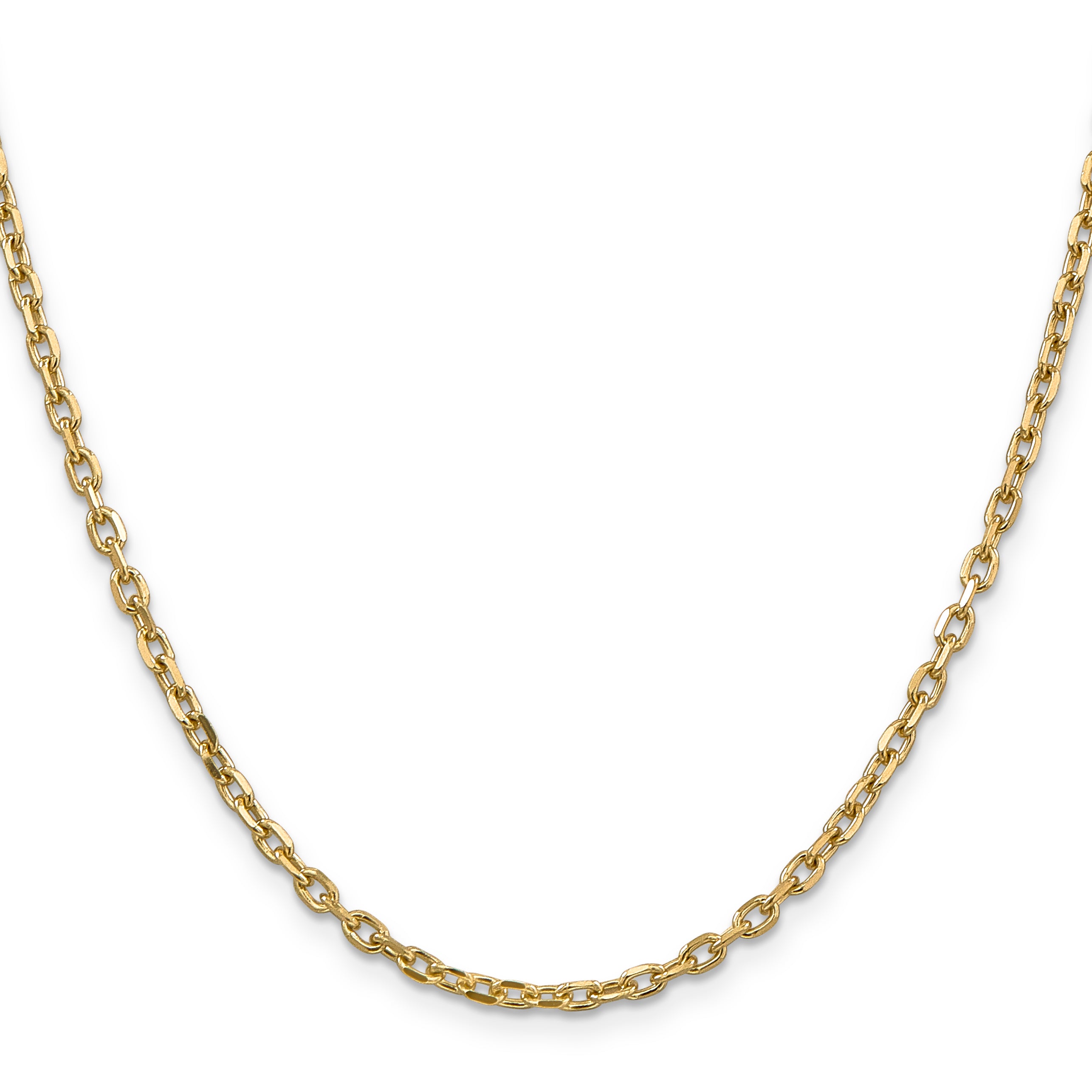 14K 26 inch 3mm Diamond-cut Round Open Link Cable with Lobster Clasp Chain PEN206