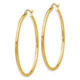 14k 2x45mm Polished Lightweight Tube Hoop Earrings T920L