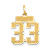14k Small Satin Number 33 Charm LSS33