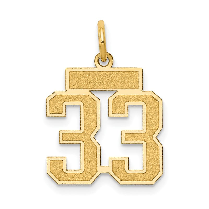 14k Small Satin Number 33 Charm LSS33
