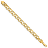 14k 9.5mm Solid Triple Link 7 inch Charm Bracelet TO667