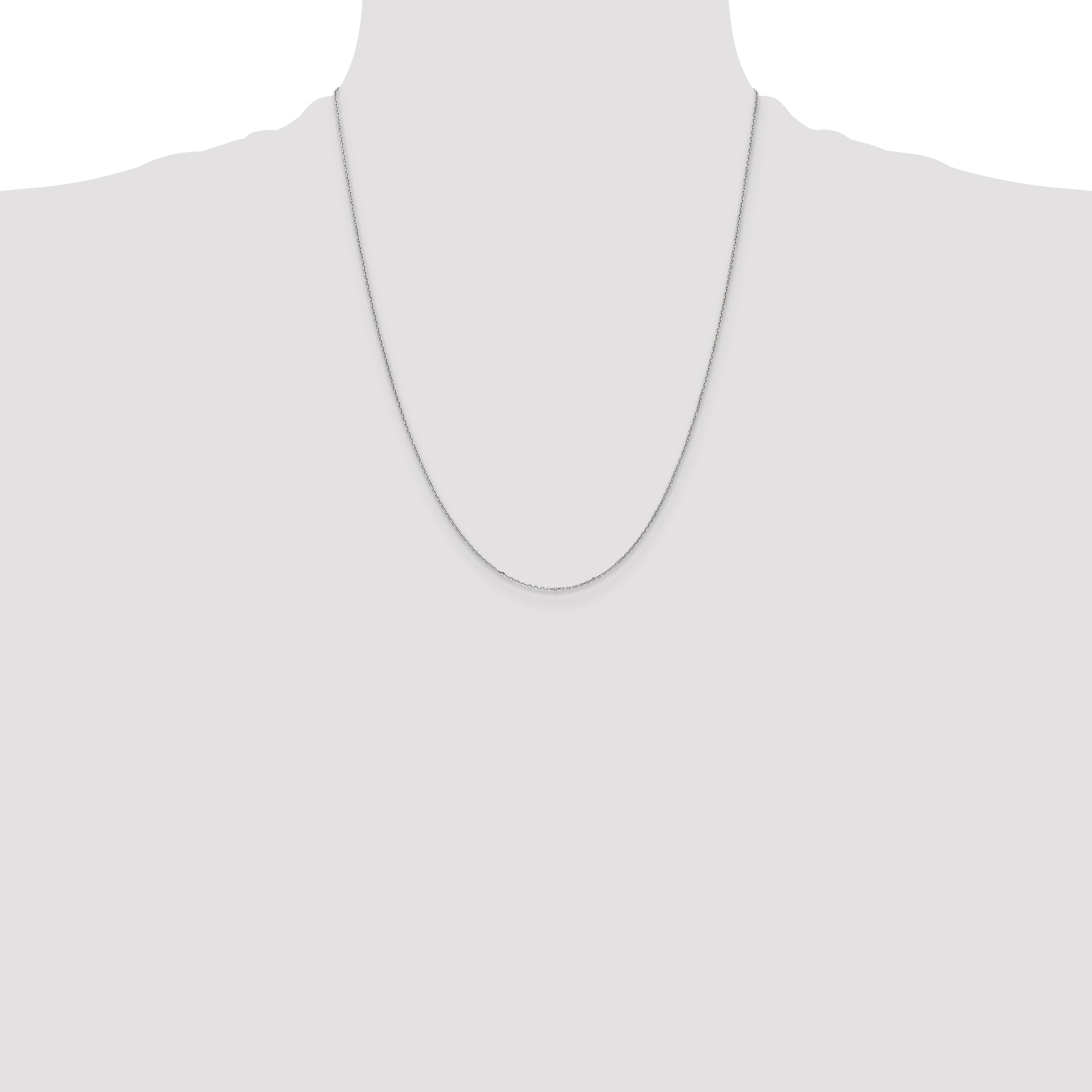 14K White Gold 14 inch .8mm Diamond-cut Cable with Lobster Clasp Chain PEN192L