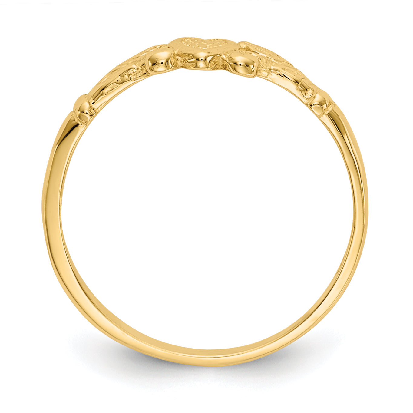 14k Textured Mini Heart Size 1 Baby / Childs Ring K3844