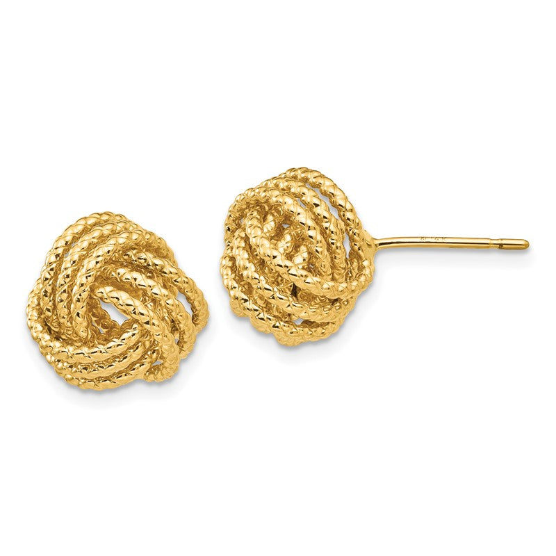 14k 12mm Polished and Twisted Love Knot Post Earrings T571