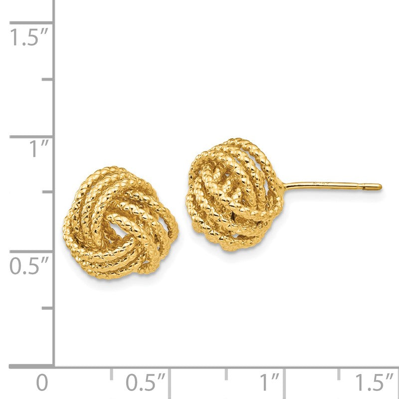 14k 12mm Polished and Twisted Love Knot Post Earrings T571