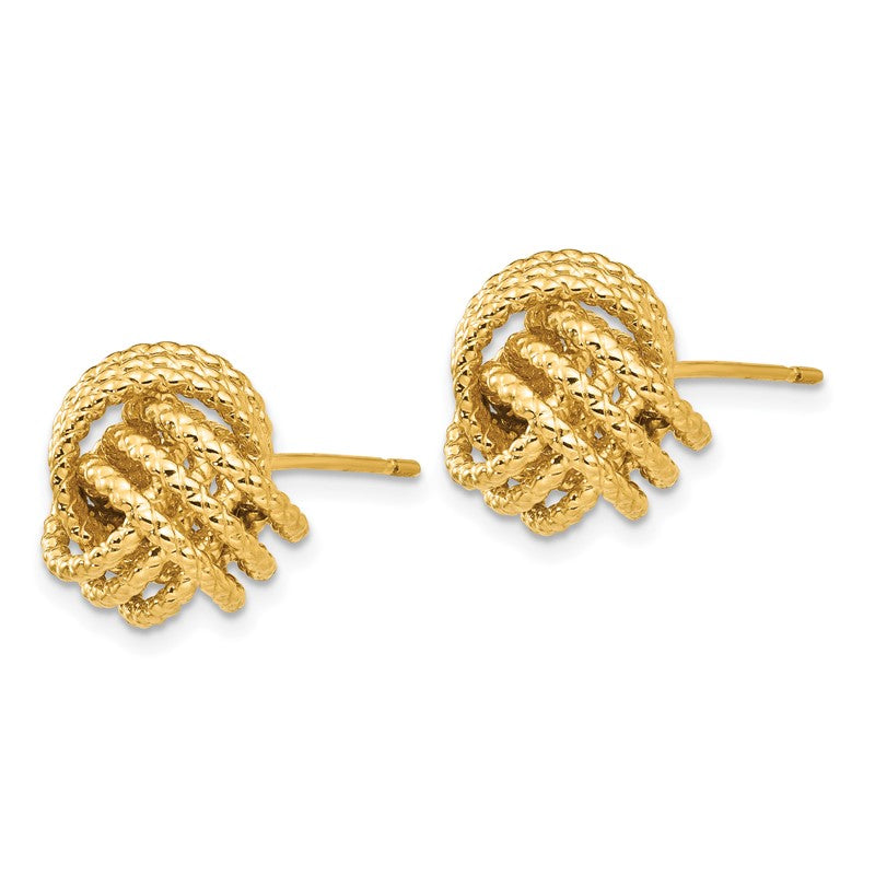 14k 12mm Polished and Twisted Love Knot Post Earrings T571
