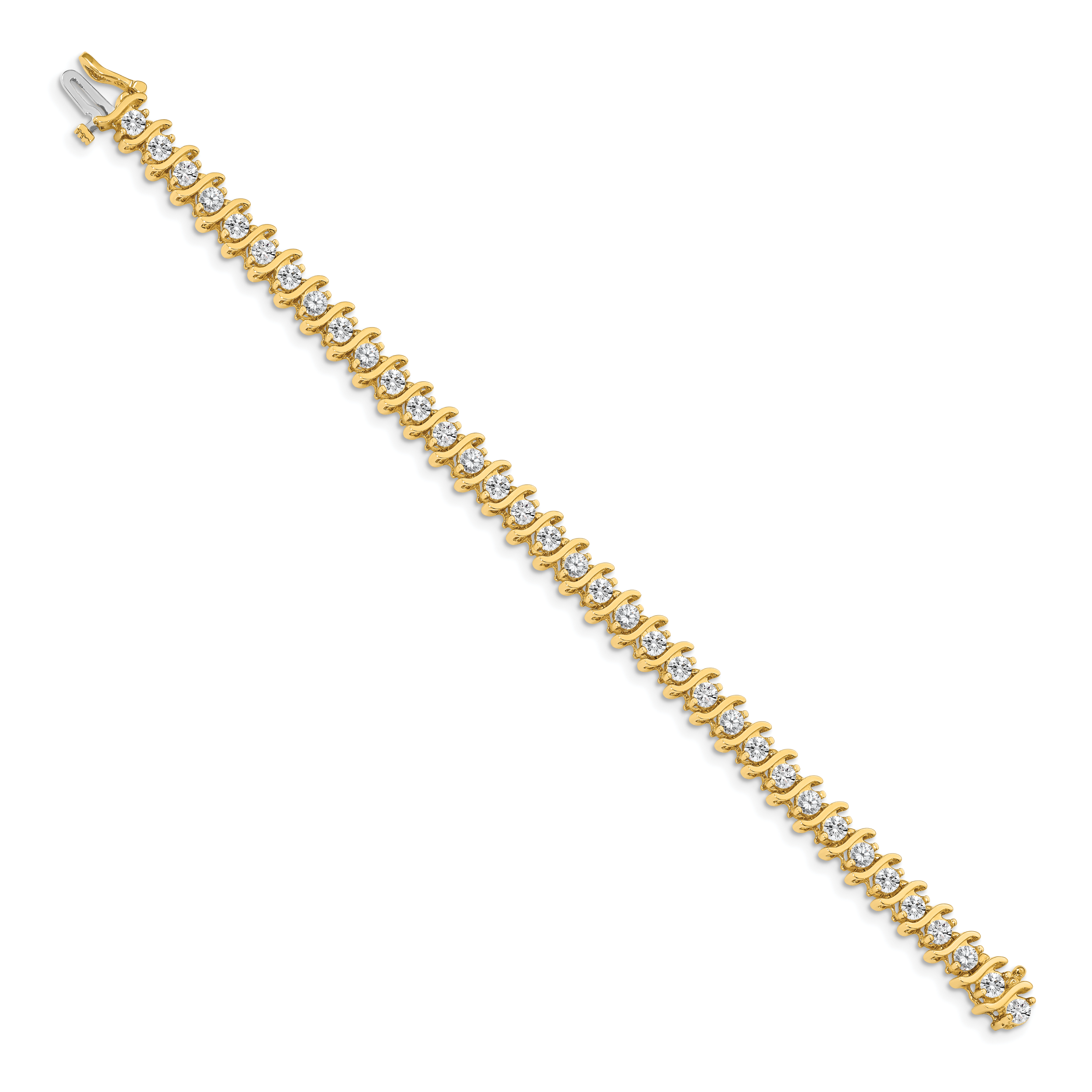 14k Complete 5.95 carat Round VS Diamond 2-prong S-link 7 inch Tennis Bracelet X706VS