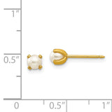 Inverness 14k 4mm Simulated Pearl Post Piercing Earrings 71E