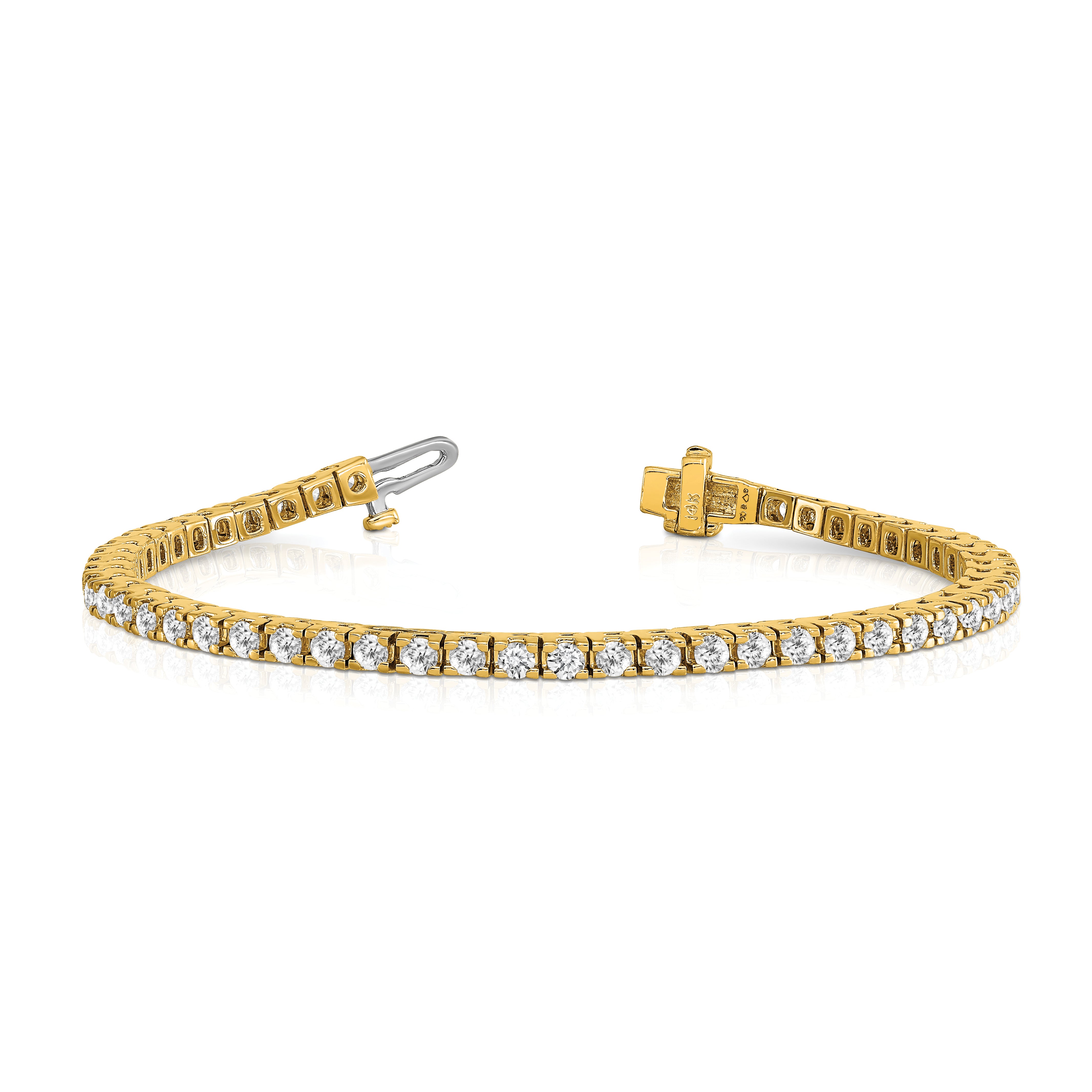 14k Complete 4.1 carat Round A Diamond 4-prong 7 inch Tennis Bracelet X733A
