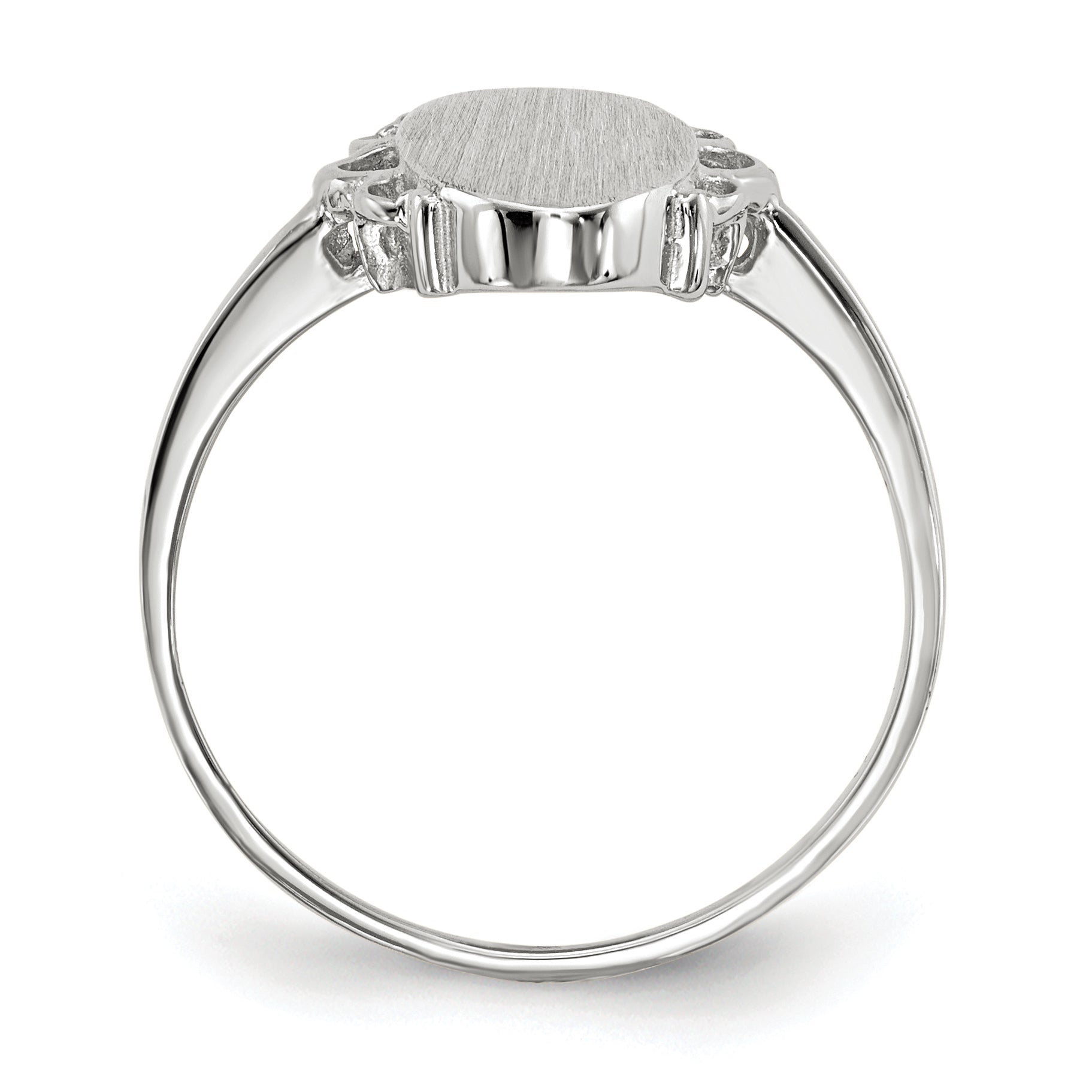 14k White Gold 7.0x14.5mm Open Back Signet Ring RS560