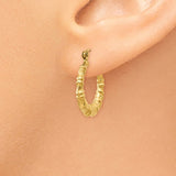14k Polished Bamboo Design Hollow Hoop Earrings S825