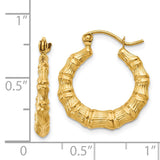 14k Polished Bamboo Design Hollow Hoop Earrings S825