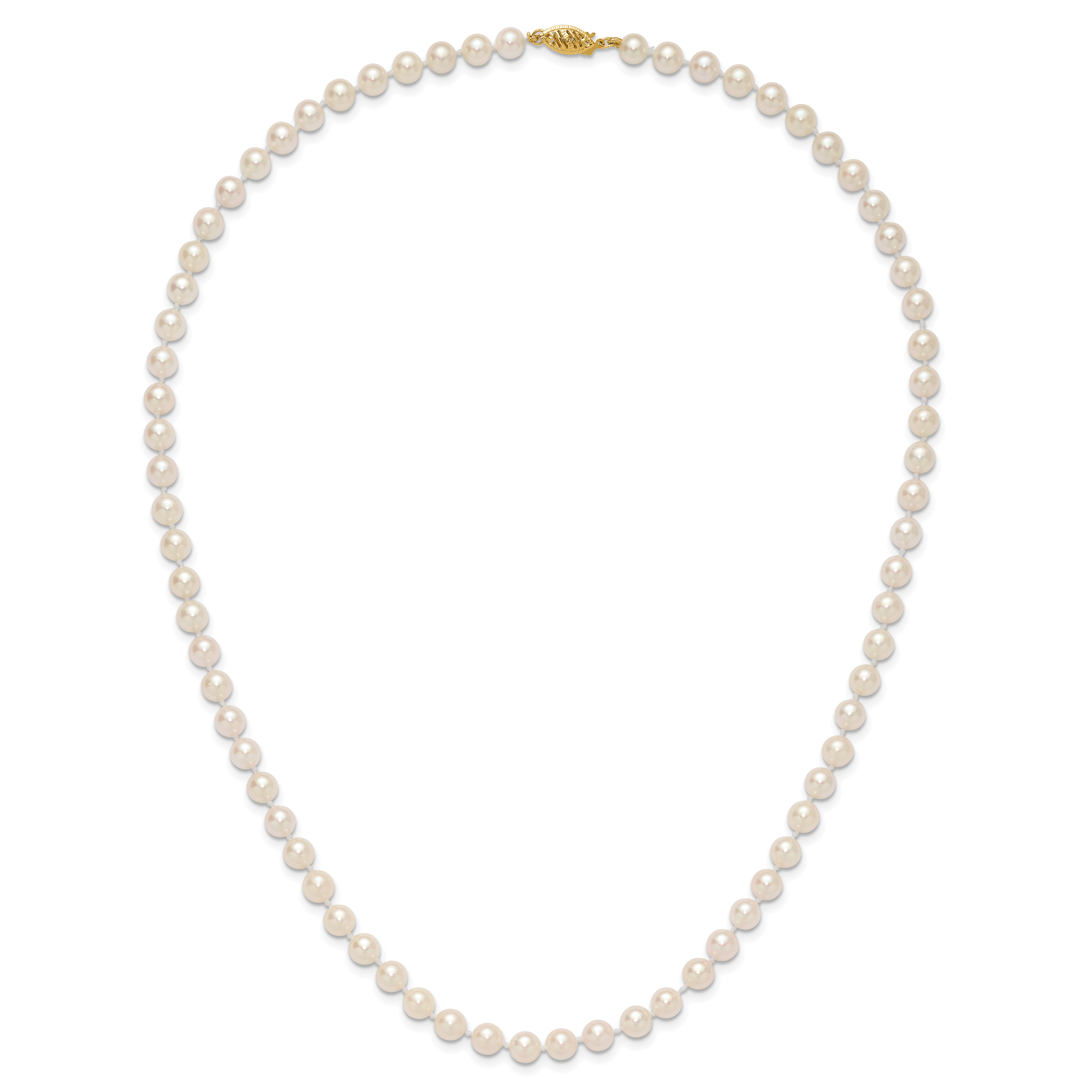 14k 6-7mm White Round Akoya Saltwater Cultured Pearl 16 inch Necklace PL60AA