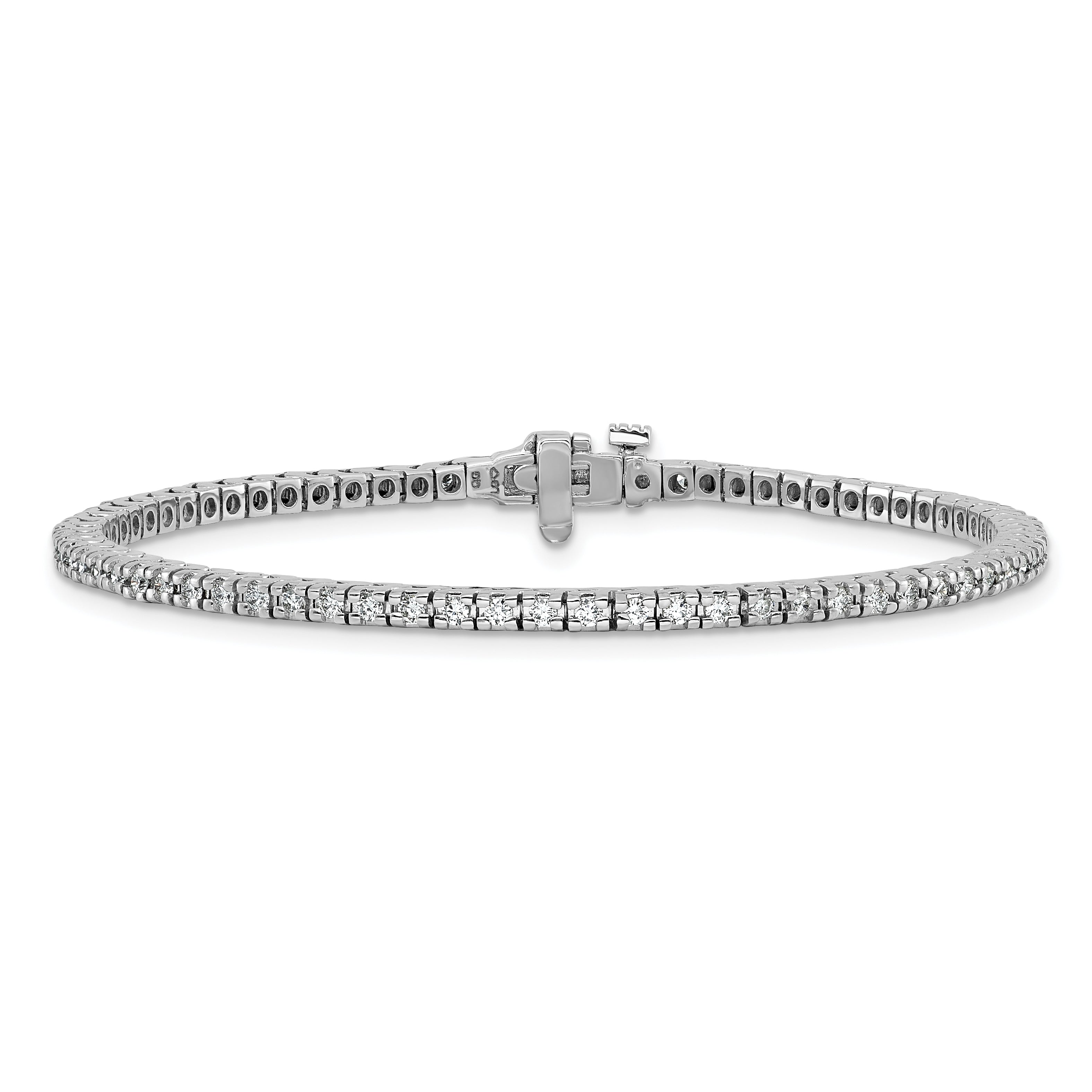 14k White Gold Complete 1.25 carat Round AAA Diamond 4-prong 7 inch Tennis Bracelet X729WAAA