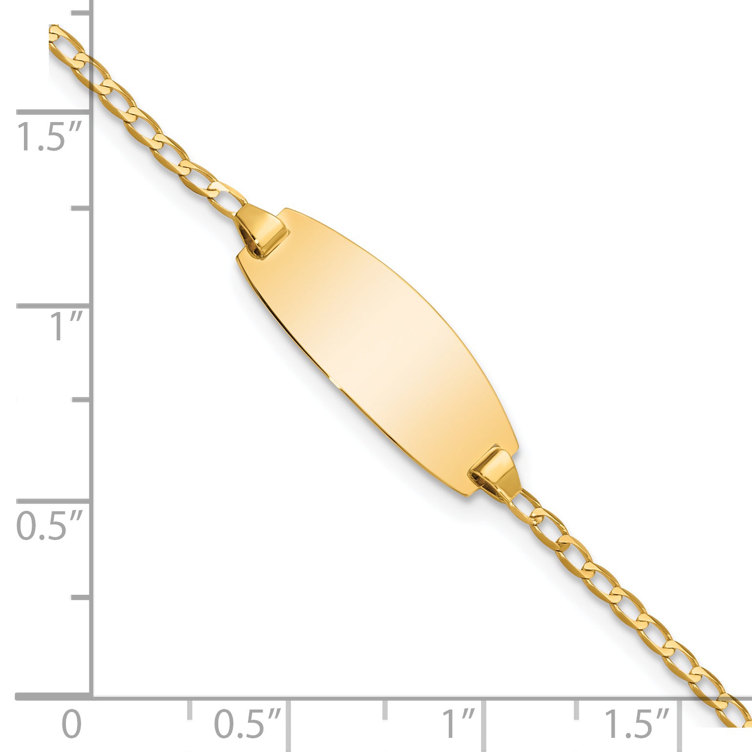 14k Polished Solid Chain/Solid Plate Curb Link Oval 18.5x8.5mm Plate 5.5 inch Baby/Child ID Bracelet LID85