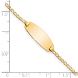 14k Polished Solid Chain/Solid Plate Curb Link Oval 18.5x8.5mm Plate 5.5 inch Baby/Child ID Bracelet LID85
