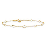 14k Textured Oval Shapes 9 inch Plus 1 inch Extender - Total 10 inch Anklet ANK223