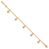 14K Puffed Heart 6 inch Childs Charm Bracelet BID83