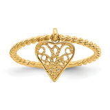 14k Dangle Filigree Heart Ring R91