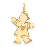 14k The Kids Small Heart Dress Girl Engravable Kiss Charm XK1149Y