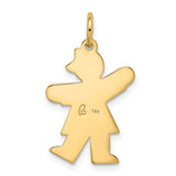 14k The Kids Small Heart Dress Girl Engravable Kiss Charm XK1149Y