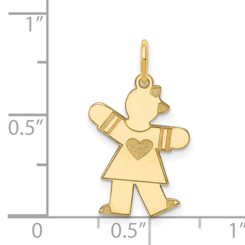 14k The Kids Small Heart Dress Girl Engravable Kiss Charm XK1149Y