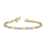 14k Two-tone Complete 2.1 carat Round AAA Diamond Bar Link 7 inch Tennis Bracelet X638AAA