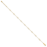 14k Textured Oval Shapes 9 inch Plus 1 inch Extender - Total 10 inch Anklet ANK223